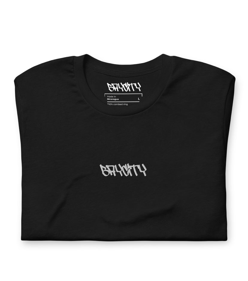 short sleeve embroidery “BAYCITY” black t-shirt