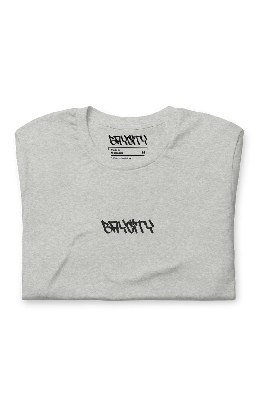 short sleeve embroidery “BAYCITY” grey t-shirt